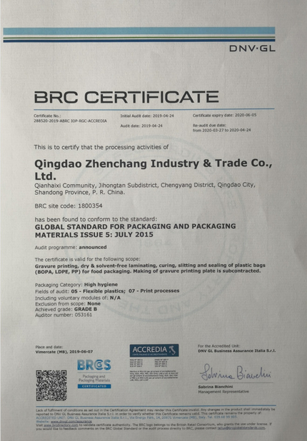 중국 Qingdao Zhenchang Industry and Trade Co., Ltd. 인증
